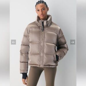 Aritzia Super Puff Shorty in Shiny Taupe - Size M